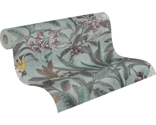 Tapetenrolle mit floralem Muster und Vogelmotiven