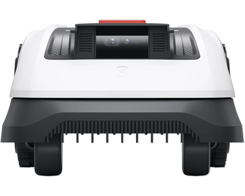 Rückansicht eines Rasenmähroboters