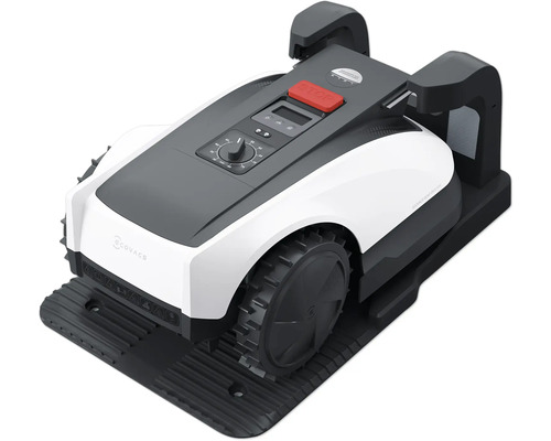 Rasenmähroboter auf Ladestation