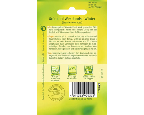 Grünkohl Westlandse Winter Saatgutpackung