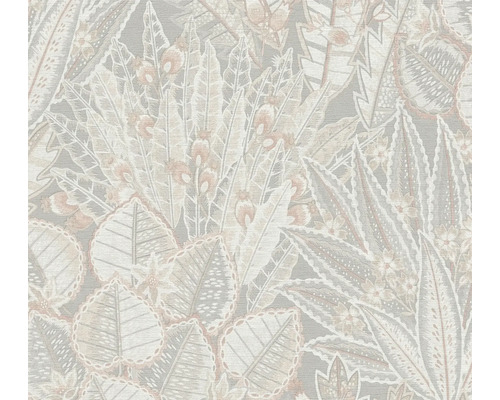 Vliestapete 39653-4 Stories of Life Blätter Boho grau beige Tapete mit Blattmuster