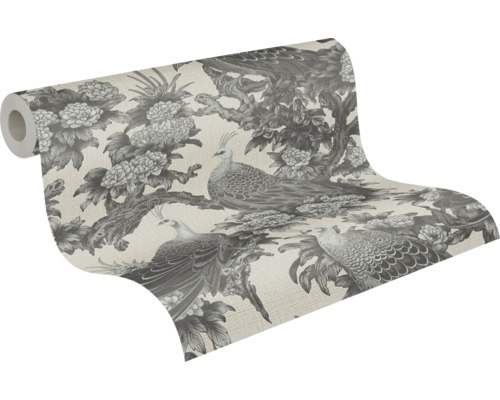 Tapetenrolle mit Vogel- und Blumenmuster