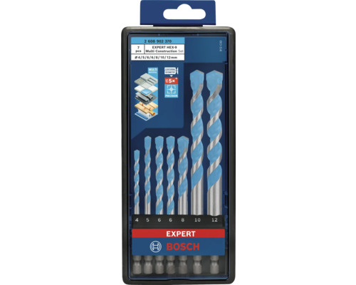 Multi Construction Bohrer-Set Bosch Expert HEX-9, 7 tlg. Bosch Expert HEX-9 Multi Construction Set mit sieben Bohrern