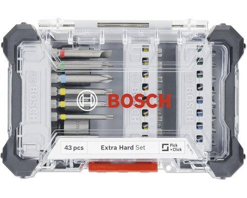 Schrauberbit-Set Bosch Professional Extra Hard, 43 tlg. Bosch 43-teiliges Extra Hart Bit-Set im transparenten Koffer