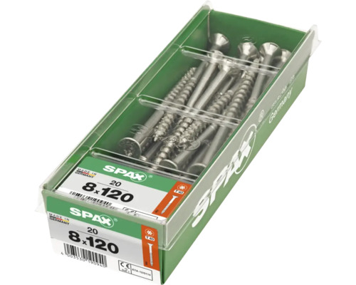 Spax Universalschrauben 8x120 Millimeter, 20 Stück in Kunststoffverpackung