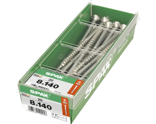 Spax Universalschrauben 8x140 Millimeter, 20 Stück in Kunststoffverpackung
