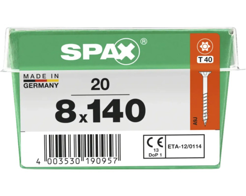 SPAX Universalschrauben 8x140 Millimeter, 20 Stück, Made in Germany