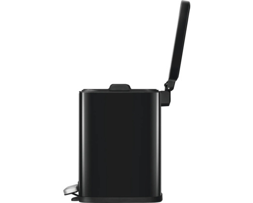 Schwarzer Treteimer mit geöffnetem Deckel