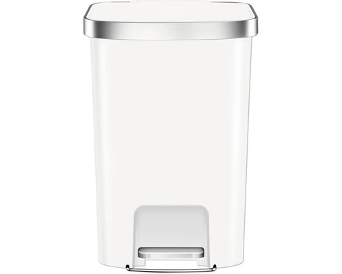 Weißer Treteimer mit Edelstahldetails