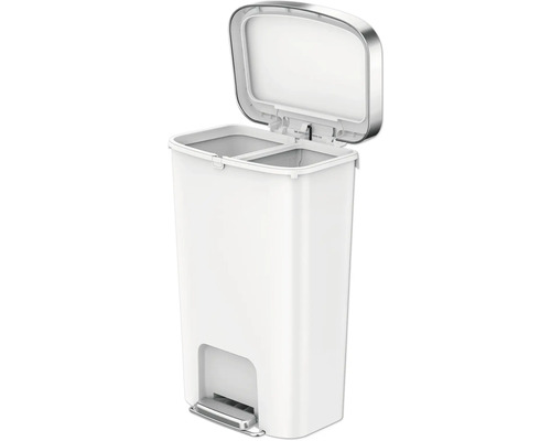 Treteimer mit zwei Fächern und offenem Deckel