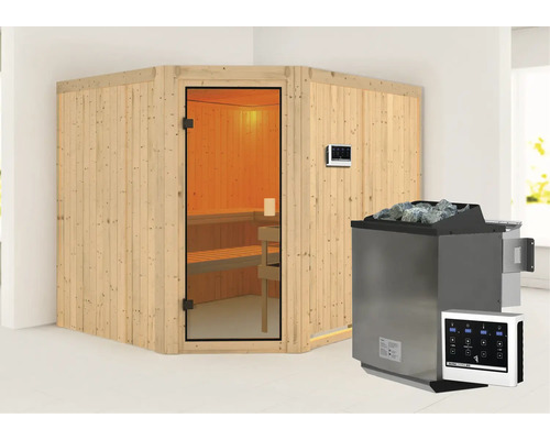 Sauna mit Saunaofen und Steuerung