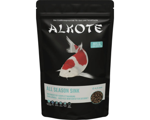 Teichfutter ALKOTE All Season "sink" 4,5 mm 750g schwimmendes Koifutter für gesamte Fütterungsperiode mit Prebiotika