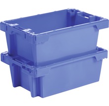Zwei blaue Kunststoff Lagerboxen gestapelt