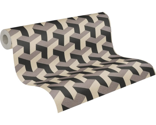 Vliestapete 78150-1 Daniel Hechter 7 3D-Retrografik beige schwarz Tapetenrolle mit grafischem 3D-Design