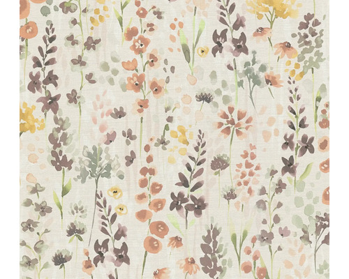 Vliestapete 39606-2 Aquarell Dreams Wildblumen braun gelb Stoff mit Blumenmuster