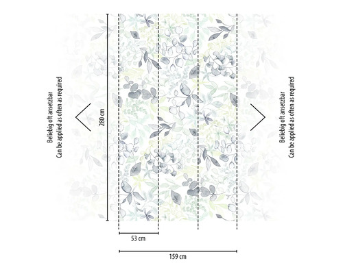 Abmessungen einer Fototapete mit floralem Muster