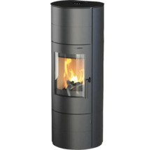 Kaminofen mit Sichtfenster und brennendem Holz