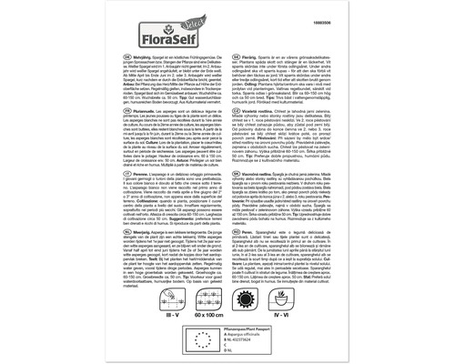 FloraSelf product information for asparagus