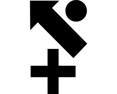 Aufkleber "+ °" schwarz 35 mm