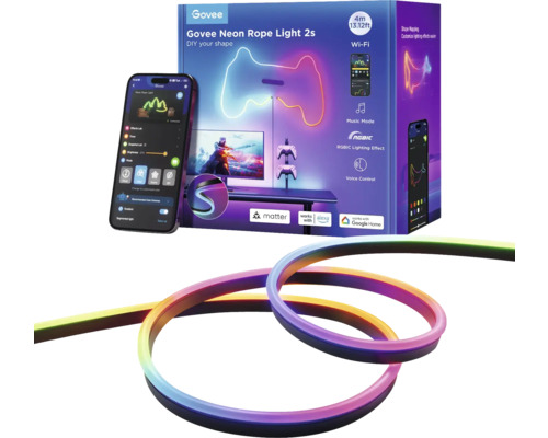 GOVEE Smart LED Strip RGB Neon Rope Light 2S schwarz 4m Matter