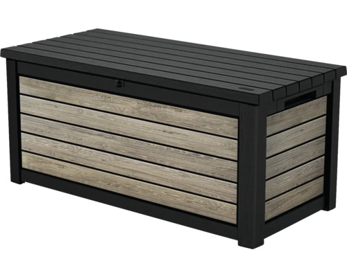 Aufbewahrungsbox, Kissenbox Keter Ashwood 165G 630 L Holzoptik anthrazit/braun Gartenbox zur Aufbewahrung von Gartenutensilien mit Holzoptik