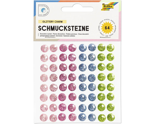 Glitzernde Schmucksteine, selbstklebend, 64 Stück
