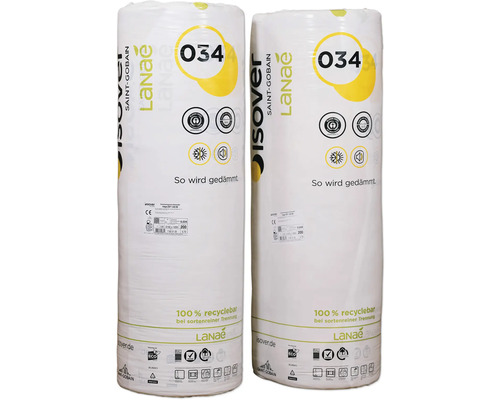 Zwei Rollen Isover Dämmwolle in Folie verpackt