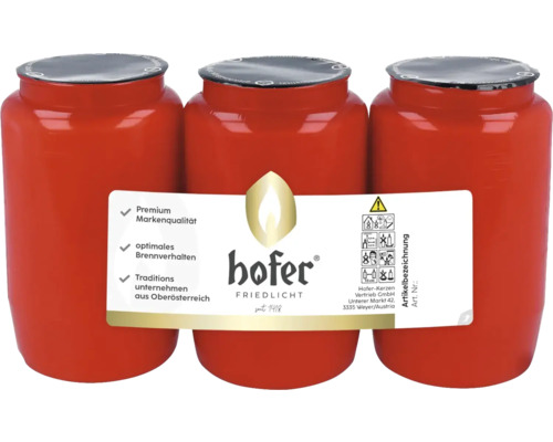 Drei rote Grableuchten der Marke Hofer Friedlicht
