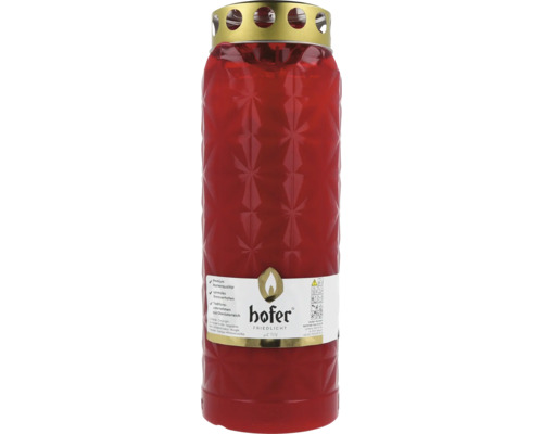 Rote Grabkerze mit goldenem Deckel