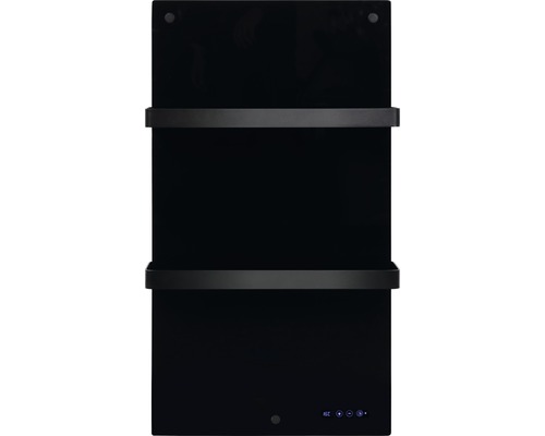 Schwarzer Handtuchwärmer mit zwei Handtuchhaltern