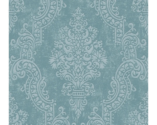 Vliestapete 39765-4 Pure Elegance Barockornament türkis glänzend Tapete mit Ornamentmuster