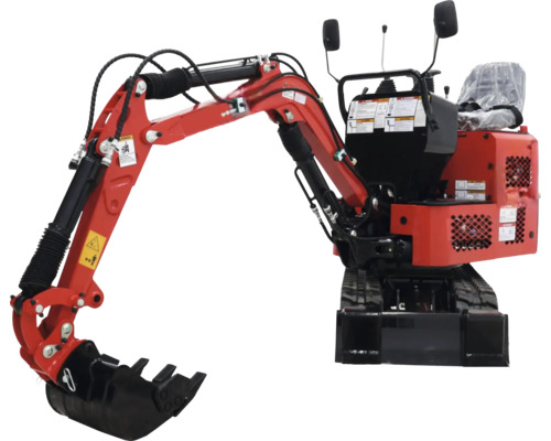 Roter Minibagger mit Schaufel