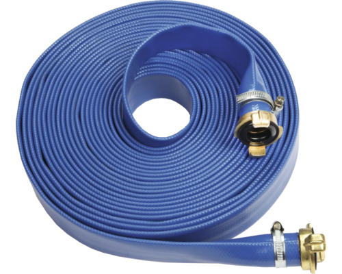 Flachschlauchset for_q Komfort Komplettset für Wasser 12,5 m Flachschlauch aufgerollt mit Kupplungen