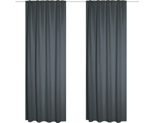 Verdunkelungsvorhang mit Gardinenband Black anthrazit 135x245 cm 2er-Set