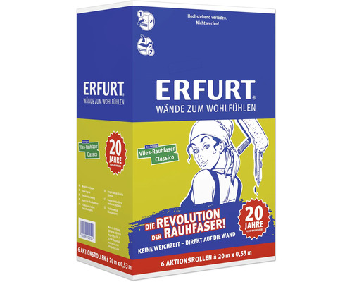 Verpackungseinheit Erfurt Vlies-Rauhfaser Classico mit sechs Aktionsrollen à 20 Meter mal 0,53 Meter