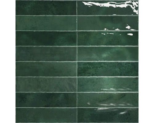 MIRAVA Metrofliese Ravera green glänzend 7,5 x 30 cm Rechteckige, glänzende grüne Fliesen für Wand und Boden