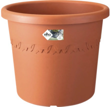 Blumentopf aus Kunststoff mit umlaufendem Dekor und Elho Logo