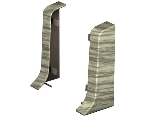 Prinz Endstücke für Klemmsockelleisten Eiche grau 50 mm x 22 mm Zwei Sockelleisten-Ecken zur Abdeckung von Bodenübergängen