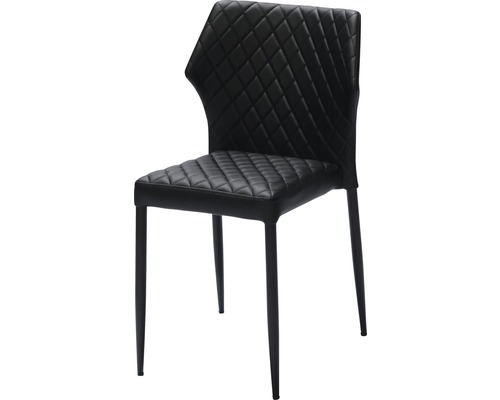 Stapelstuhl VEBA Louis 57,5 x 49 x 81,5 cm Stahl schwarz Schwarzer Stuhl mit Rautenmuster und Metallbeinen