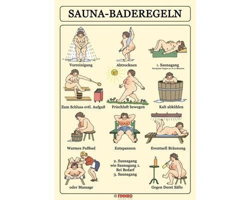 Sauna Baderegel-Tafel roro für Damen