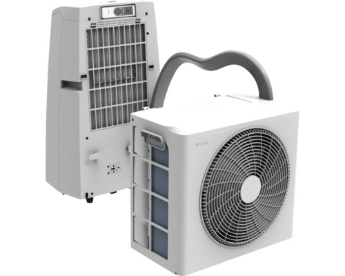 Mobile Klimaanlage mit Außenteil und Display