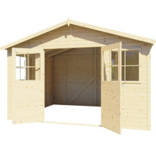 Holzgartenhaus mit Doppeltür und Fenstern