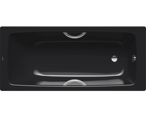 Schwarze Badewanne mit Griffen