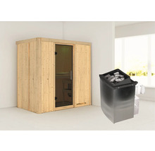 Sauna aus Holz mit Saunaofen