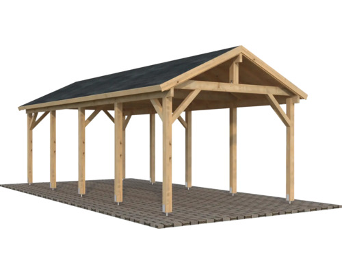 Einzelcarport Palmako Robert 23,1 m² 315 x 732 cm tauchgrundiert braun