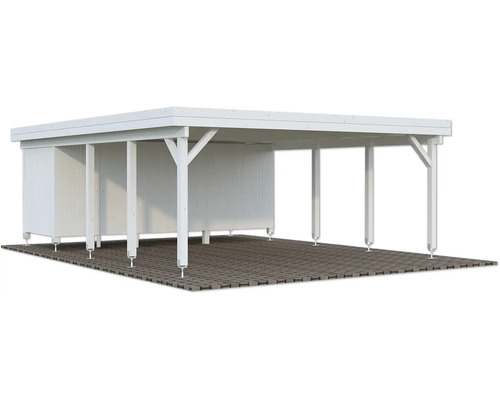 Doppelcarport Palmako Karl 40,6 m² inkl. Geräteraum 555 x 732 cm tauchgrundiert weiß