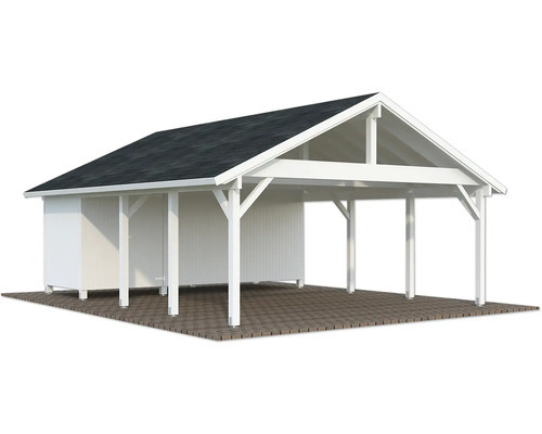 Doppelcarport Palmako Robert 40,6 m² inkl. Geräteraum 555 x 363 cm weiß