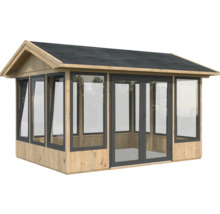 Gartenhaus mit Glastüren und Fensterfronten