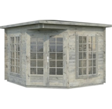 Holzgartenhaus mit Fenstern und Doppeltür