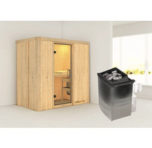 Sauna aus Holz mit Saunaofen